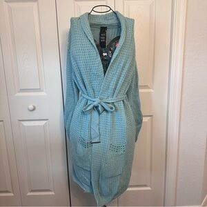 Cozy Blue Knit Cardigan with Belt Italian Made Maria Grazia Severi Size 42